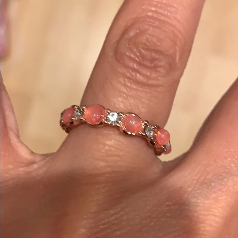 Rose Gold plated CZ opal Wedding Band sizes 6 &10